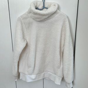 Fluffy White Roll Neck Sweatershirt